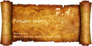 Petyko Anett névjegykártya